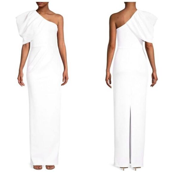Black Halo $525 Egan One-Shoulder Gown Size 12 - Picture 1 of 10